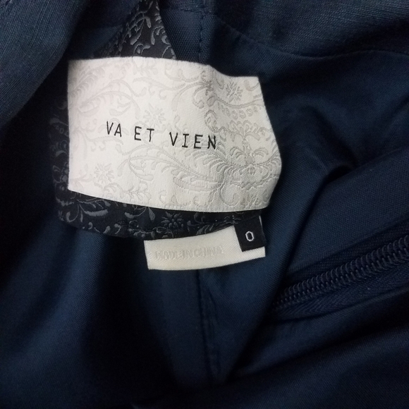 CAnthropologie Va Et Vien Blue One Shoulder Silk Dress Size 0 - Picture 7 of 8